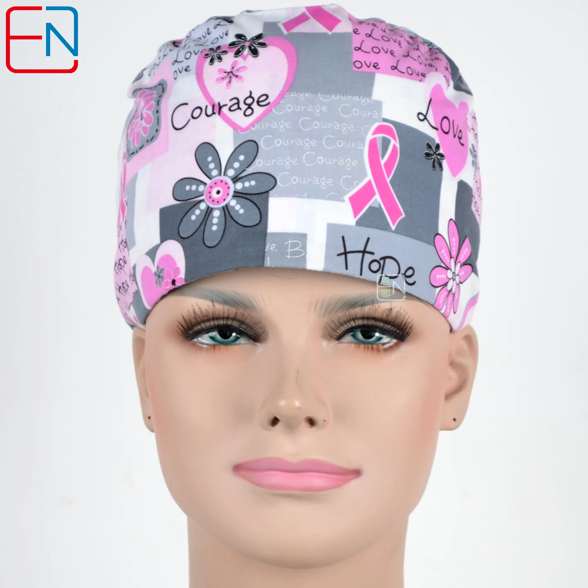 Hennar 100% Cotton Medical Scrub Caps L size suit for long hair or head circumference larger than 64cm