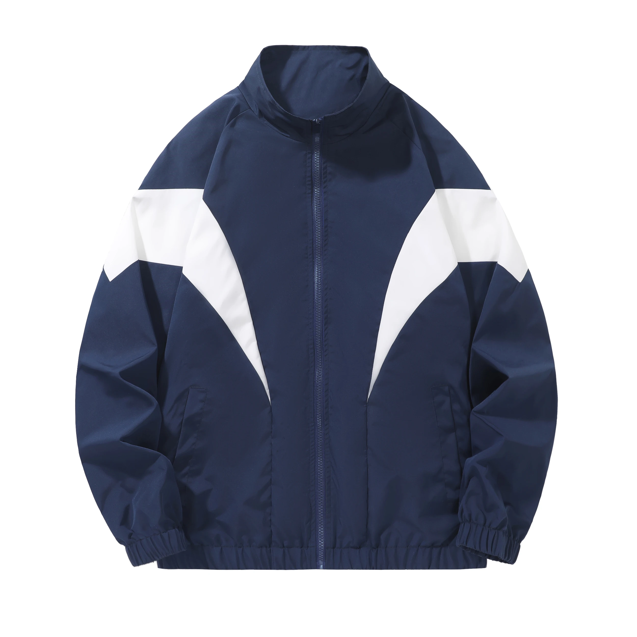 

Spring New Color Blocked Jacket Men's Stand Up Collar Loose Casual Windbreaker Lightweight Travel High-quality Fabric Jacket