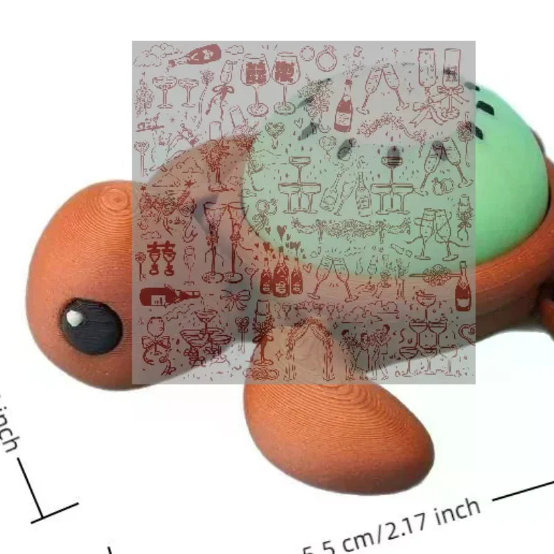 Stress Relief 3D Printed Fruit Turtle Clicker Keychain Bag Charm Decompression Toy Keycap Pressure Release Toy