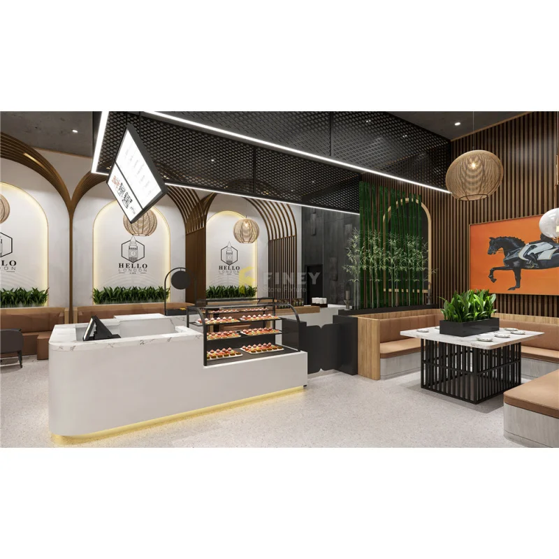 custom.Custom Modern Coffee Shop Interior Decoration Tables and Chairs Furniture Marble Coffee Shop Counters Coffee Shop Design