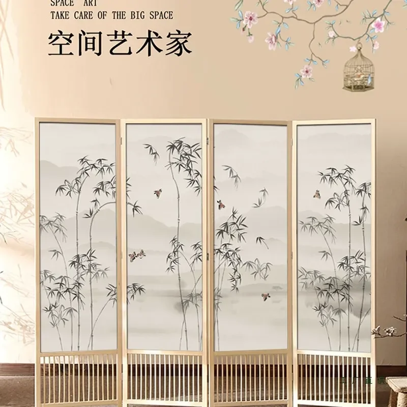 for Songs solid wood screen partition entrance modern new Chinese home removable folding cover living room bedroom study
