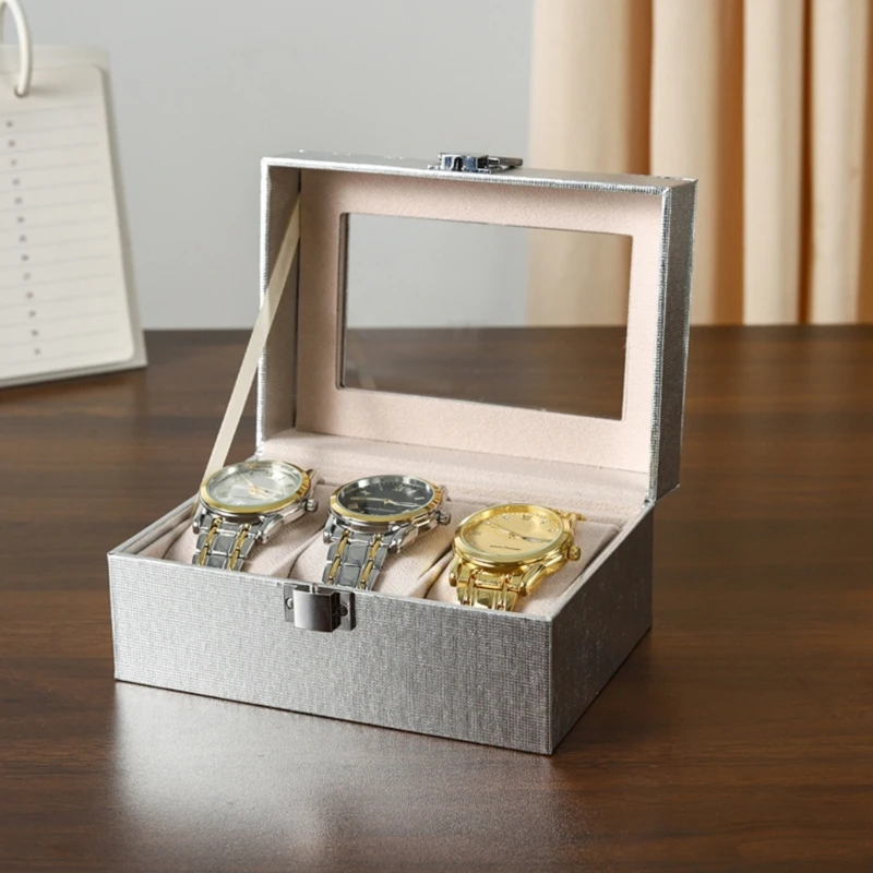 

T4MD Luxury Watch Organizers Transparent Viewing Window Multipurpose Jewelry Storage Case Box Premium Composite Construction
