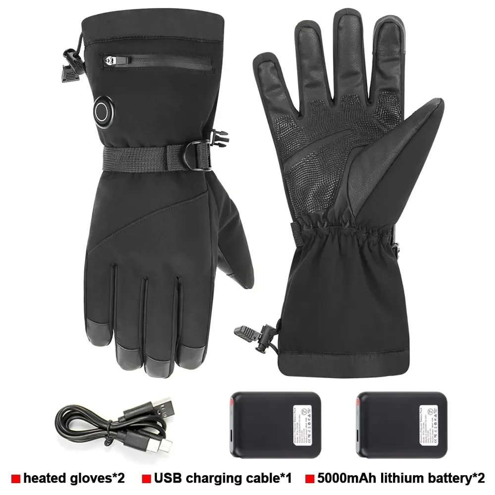 Winter Gloves For Men Snowboard Women Touchscreen USB Heated Gloves Camping Water-resistant Hiking Skiing Moto Motorcycle Gloves