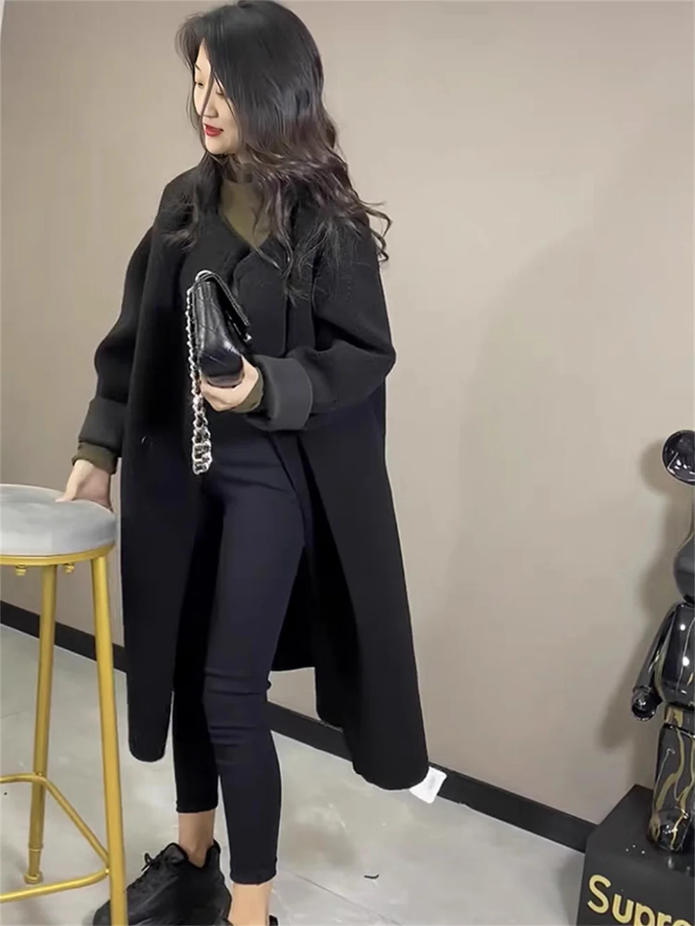 High End Fashionable Coat for Women in Winter, New Korean Version of Westernized Mid Length Imitation Lamb Wool Loose Coat