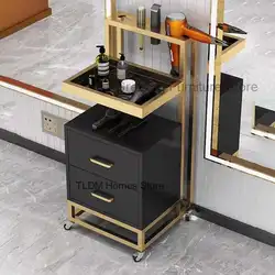 Hair Salon Trolley Furniture Pedicure Iron Manicure Auxiliary Cart Wheels Rolling Spa Gold Hairdressing Muebles Belleza Barber