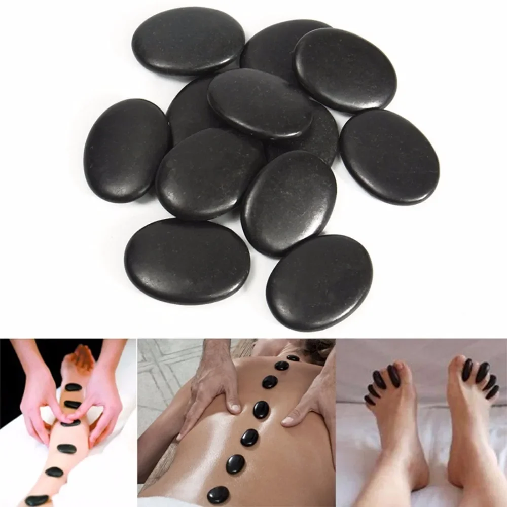 10 pcs Energy Massage Stones Massage lava Natural Energy Massage Set Hot Spa Rock Basalt Body Beauty Guasha Health Care Stone