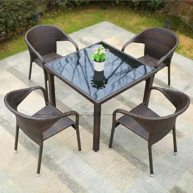 Round Coffee Table Set Dining Table 4 Chairs Outdoor Furniture Restaurant Patio Garden