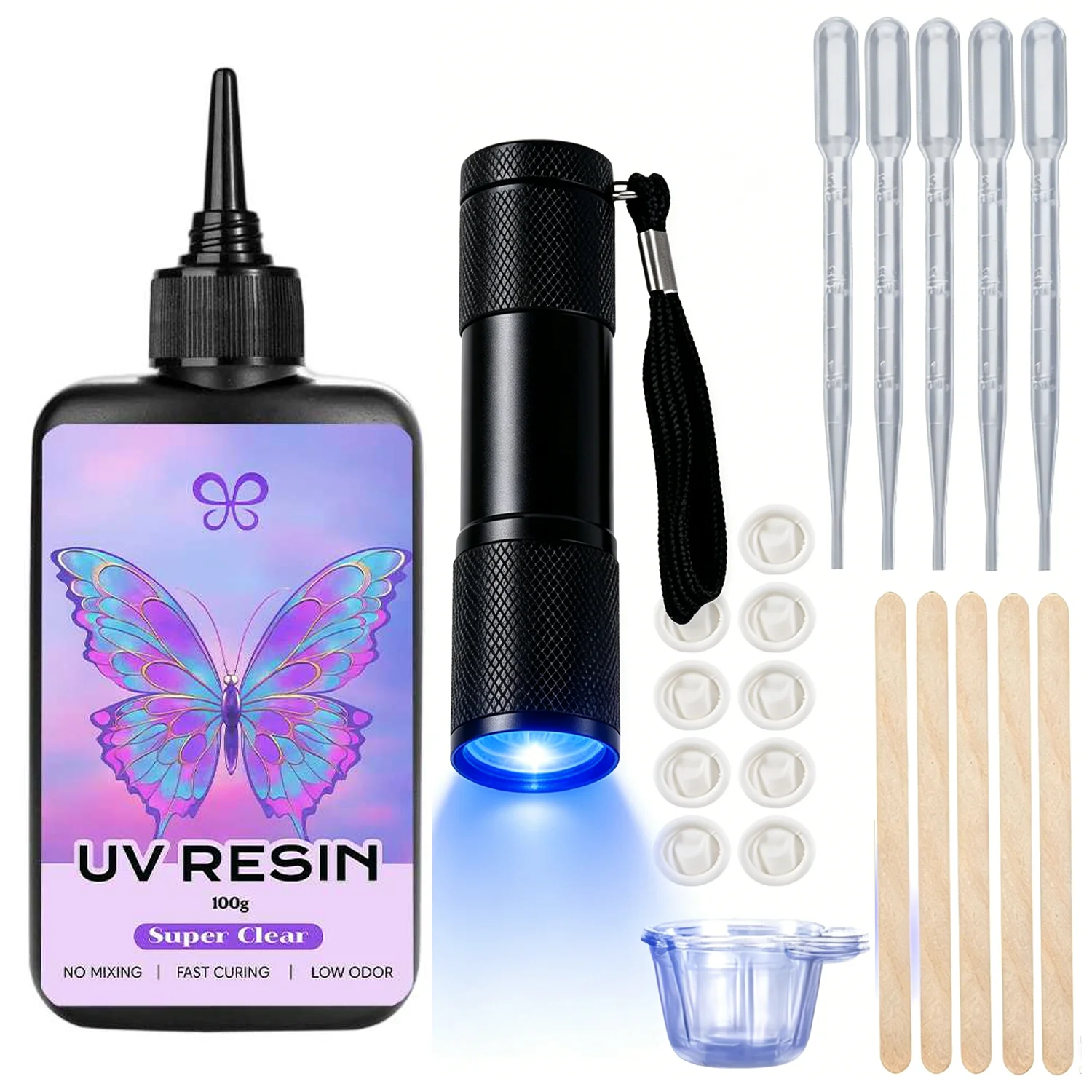 UV Resin Kit with Light,Hard Type, Crystalline,Ultraviolet Cured,UV Resin for Crafts,Jewelry Manufacturing,Casting Moulds