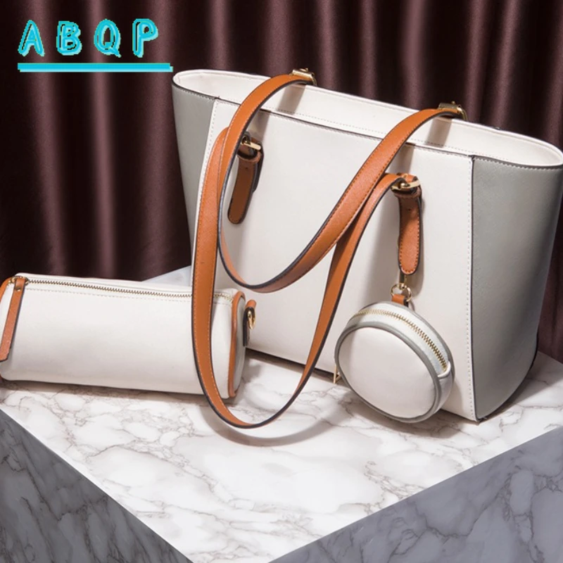 ABQP موضة جديدة حقيبة نسائية سعة كبيرة حقيبة يد نسائية ماركة فاخرة موضة 3 قطعة مجموعة حقيبة كتف نسائية جودة عالية
