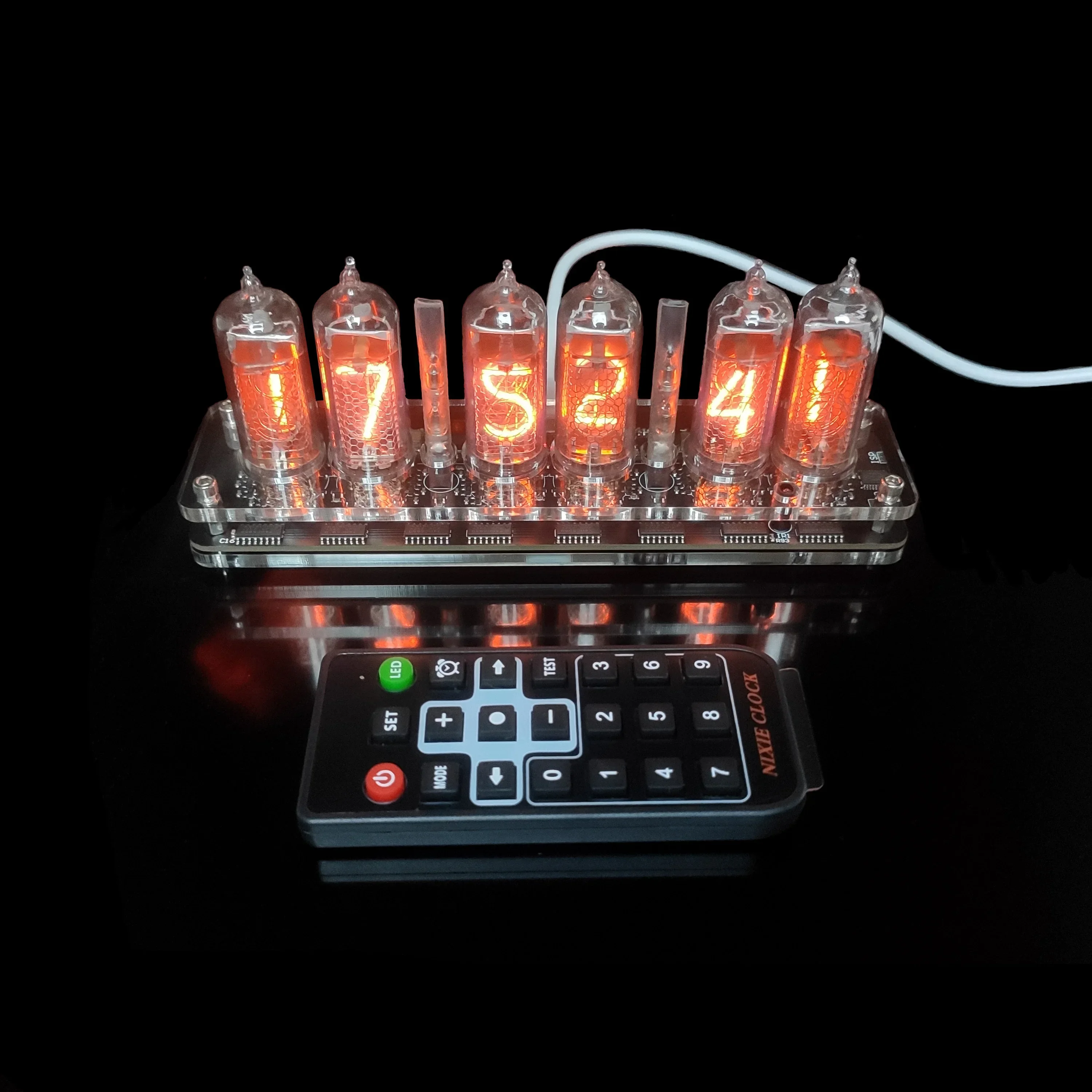 Nvarcher 6-bit IN-14 Nixie Tube Clock  wiht LED Colored lights Remote Control without IN14 tube