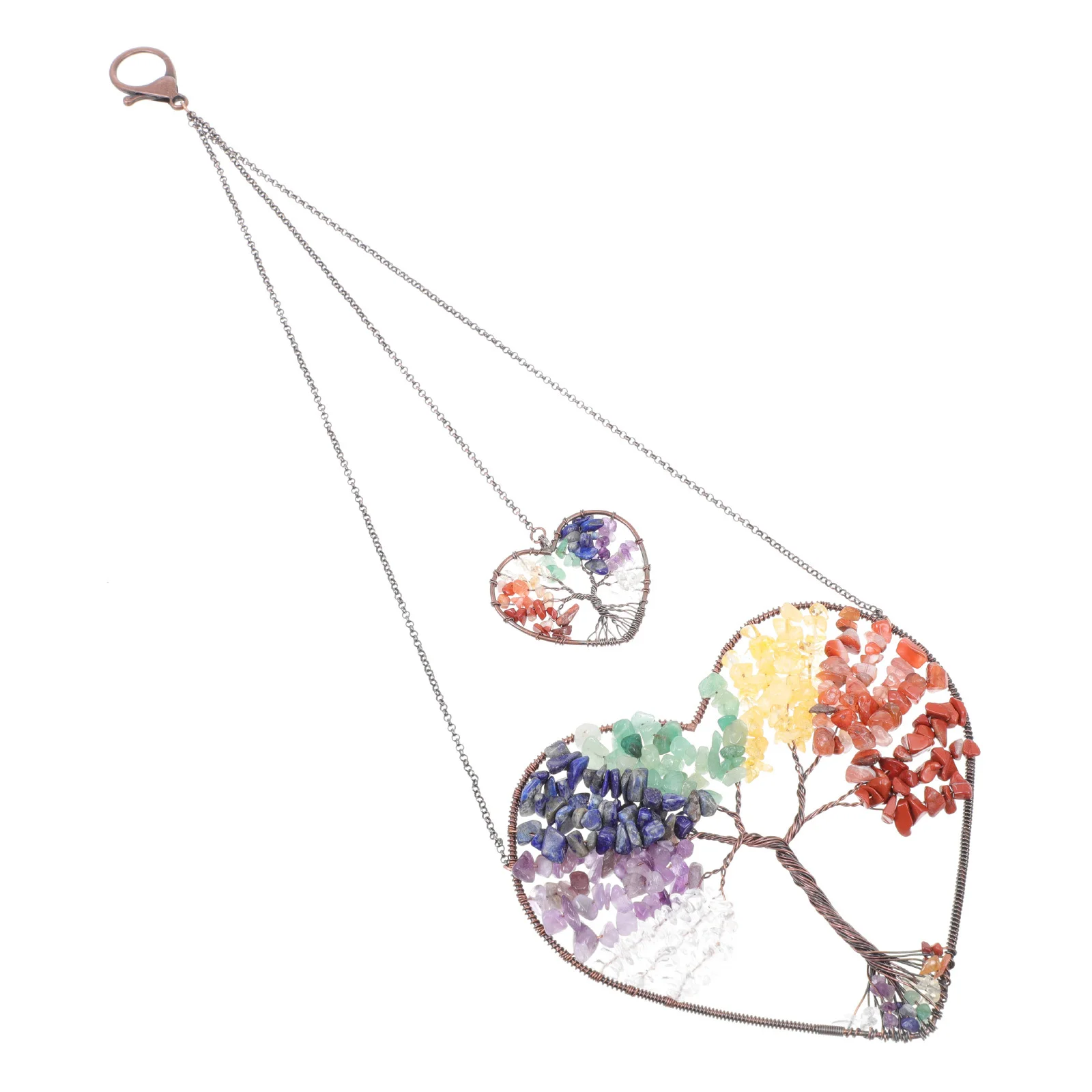 

Fine Workmanship Tree of Life Pendant Colorful Crystal Stone Hanging Decor Balcony Window Home Feng Shui Charm