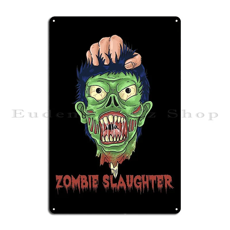 شعار زومبي مرخص زومبي هنتر الهيكل العظمي علامات معدنية للهالوين صدئ جدار ديكور بار تصاميم جدار جدارية تين تسجيل ملصق