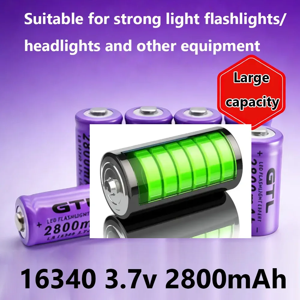 16340 Li-ion Batteries CR123A Battery 3.7V 2800mAh  for LED Flashlight Travel Wall Charger 16340 CR123A Battery