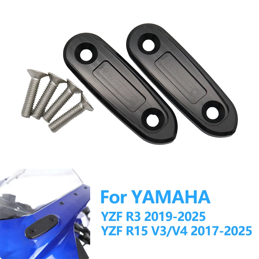 

For Yamaha YZF R3 R15 V3 V4 2017-2025 2024 2023 2022 2021 2019 Mirror Hole Decorative Cover Rearview Base baffle Eliminators Cap
