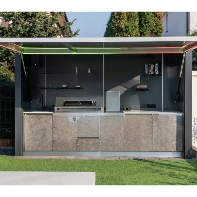 Outdoor barbecue table, all-aluminum cabinet, stainless steel model room cabinet set