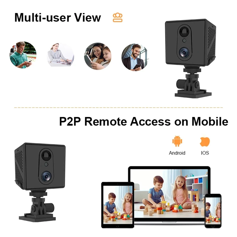 

5MP 4G SIM Card Mini Camera Indoor Night Vision Surveillance Home Security Monitoring Cam Rechargeable 3000mAh Battery Powered