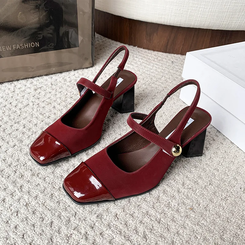 Women High Heel Sandals Summer New Fashion Closed Toe Mary Jane Shoes Design Style Banquet Party Elegant Sandals Plus Size 42