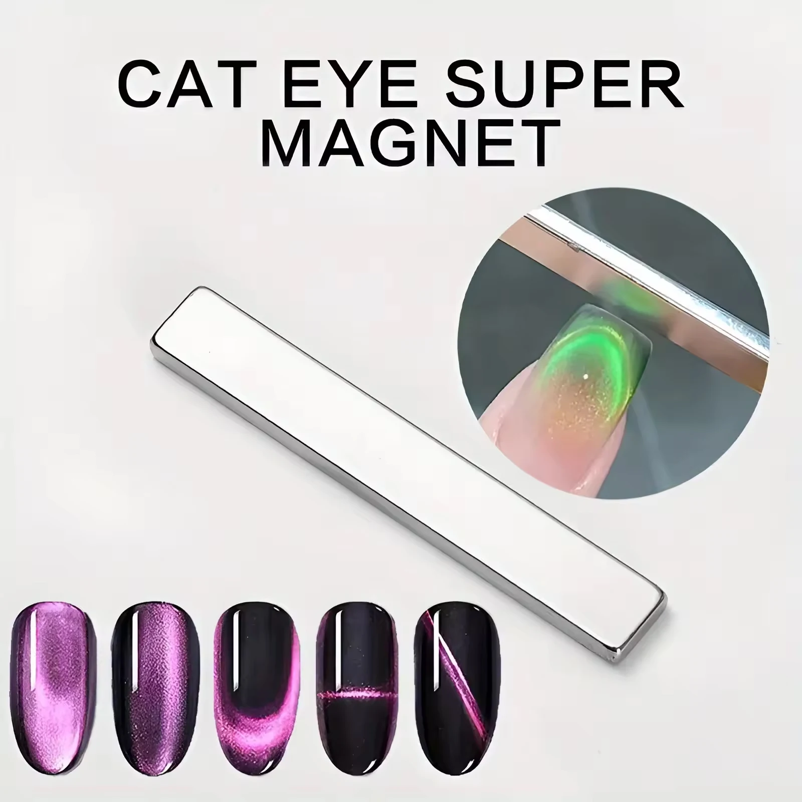 Caneta magnética para nail art com padrão 3D de olho de gato - perfeita para projetos de nail art DIY. Acompanha uma escova magnética de duas pontas.