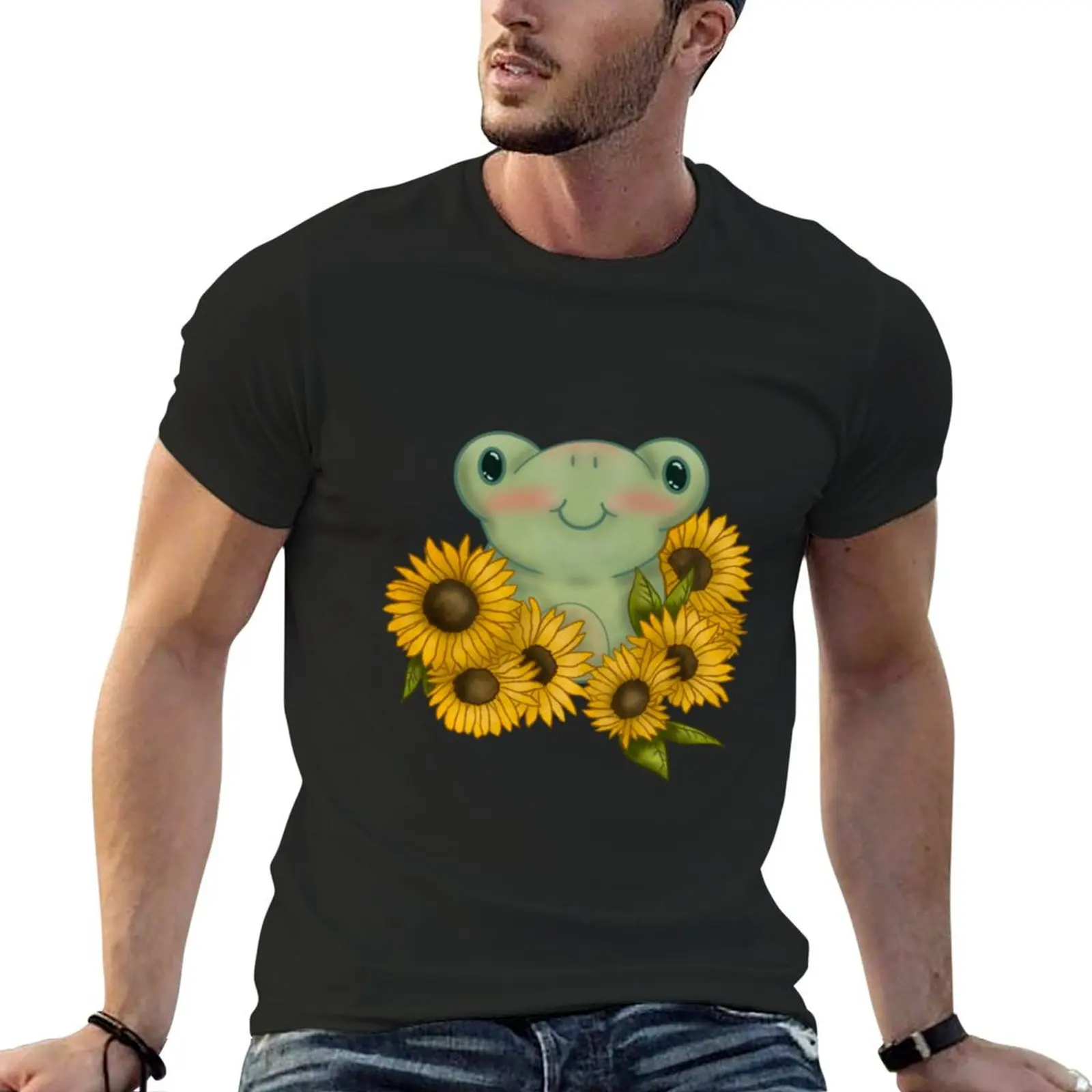 

Sunflower Frog T-Shirt oversized vintage graphic tee animal prinfor boys man clothes mens t shirt