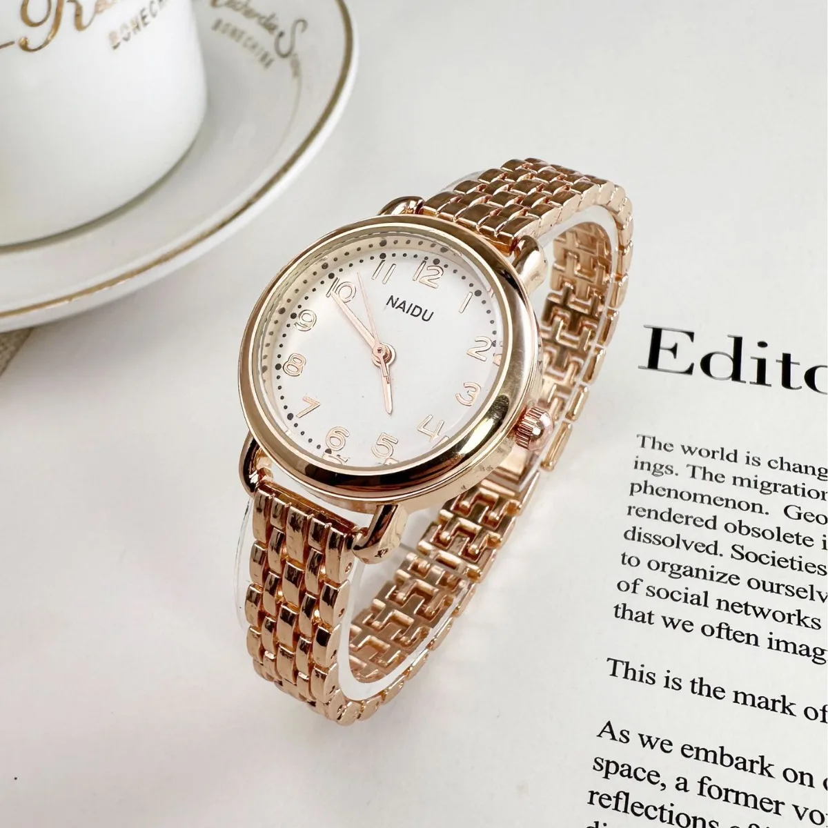 

Модные женские часы из розового золота, роскошные женские часы из нержавеющей стали с маленьким циферблатом, элегантный женский кварцевый браслет, наручные часы Reloj