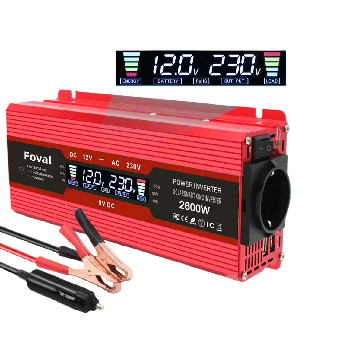 Omvormer 1500 W/2000 W/2600 W LCD-scherm DC 12 V naar AC 220 V Solar 2 USB Auto Transformator Converteren EU Socket Gemodificeerde Sinus