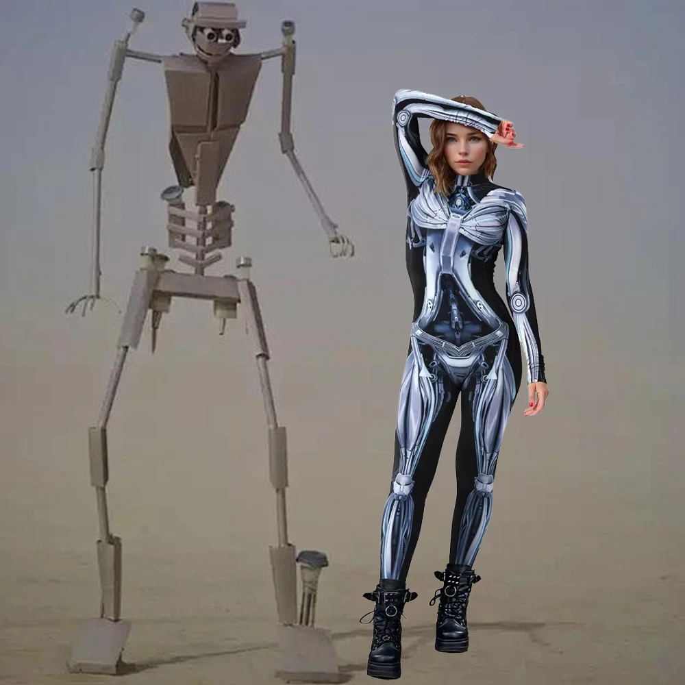 

Burning Man Jumpsuit Robot Theme Bodysuit Desert Carnival Cosplay Costume Music Party Coverall Long Sleeve Stage Slim Jumpsuit