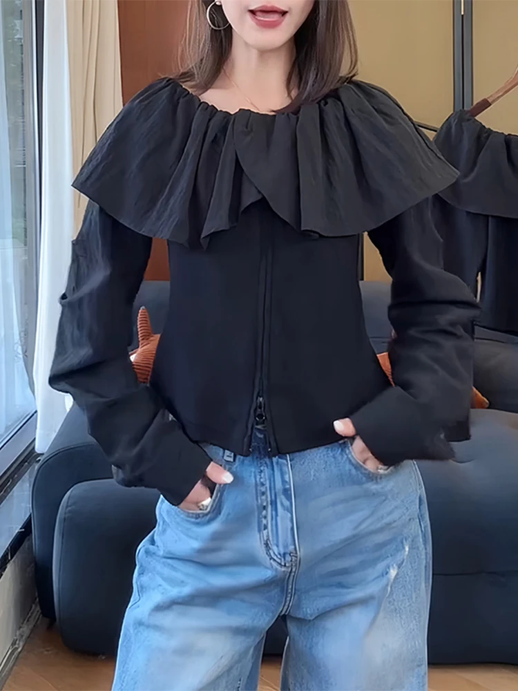 

Sweet Cool Shoulder Bared Shirt Women's Fashion Slim Fit Stylish Spring Autumn New Style One Shoulder Korean Version Long Sleeve