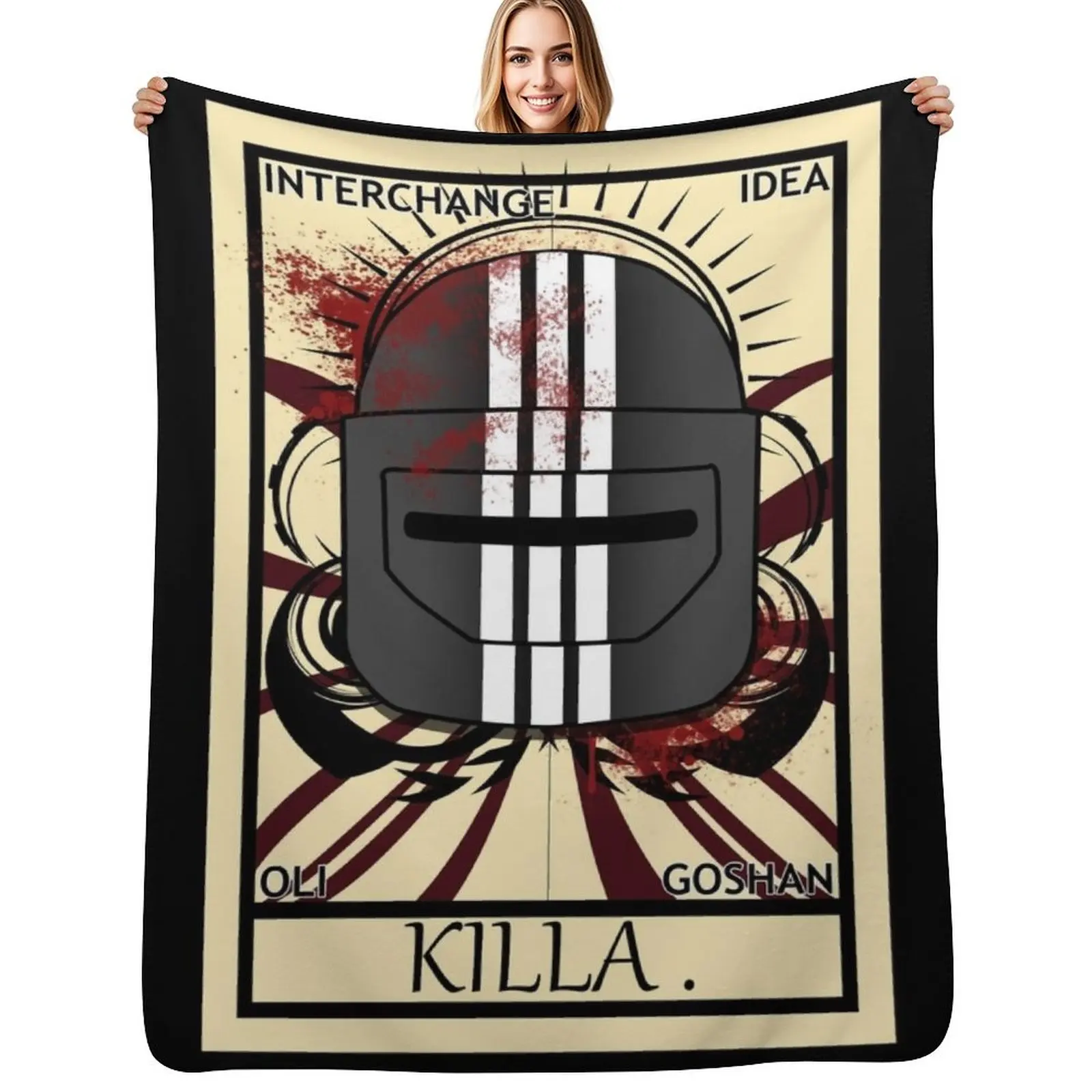 

Escape From Tarkov - Bloody Killa Tarot Throw Blanket Shaggy bed plaid manga Plaid Blanket
