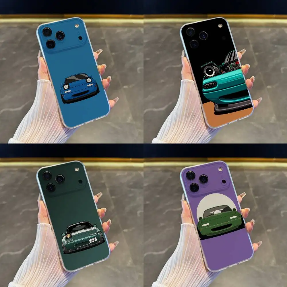 

M-Miata Car M-X5 Cartoon Phone Case For iPhone 17,16,15,14,13,12,11 Pro,Max,Plus,X,XS,XR,SE4,E Mini Transparent Soft Cover