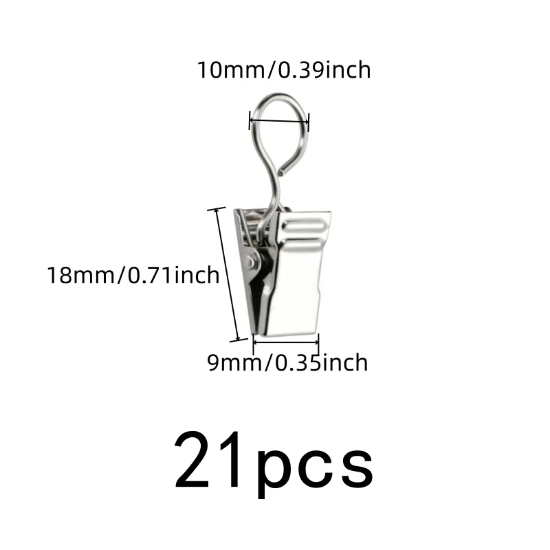 21 pcs Silver Loop Drapery Pins Firm Non-Slip Hold, designed for Photo Postcard Hanging, Easy Curtain Install
