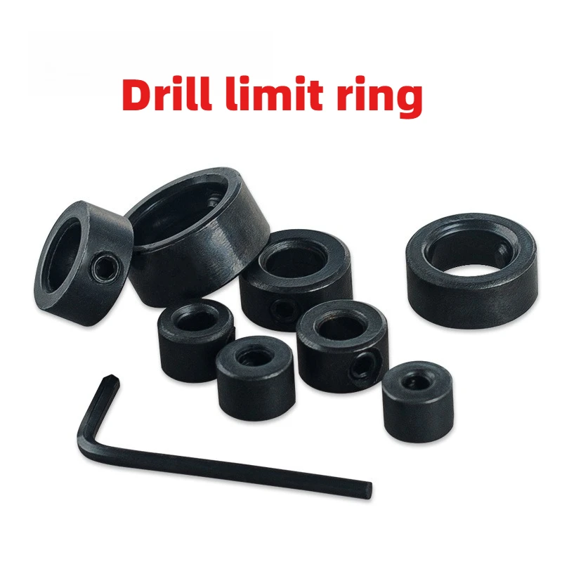 8-Piece 3-16mm Woodworking Drill Bit Limit Ring Drill Bit Positioning Ring Positioner Drill Bit Depth Adjuster Tools with wrench