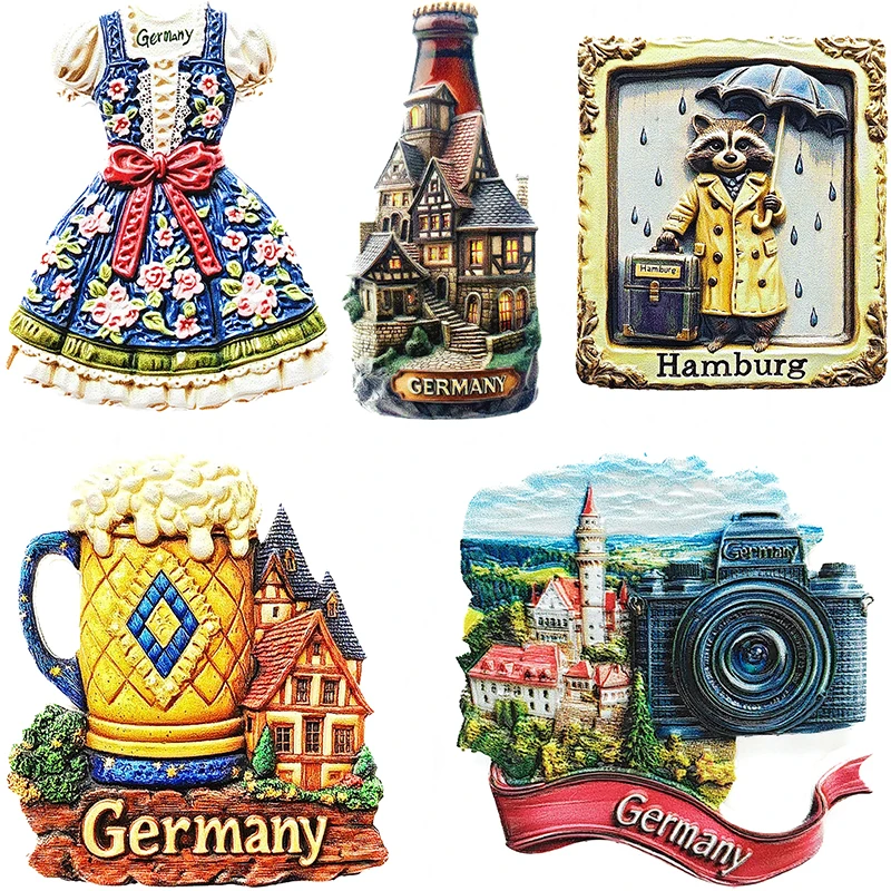 Germany Fridge Magnets Europe Travel Souvenir Neuschwanstein Hamburg Refrigerator Sticker Kitchen Decor Gifts