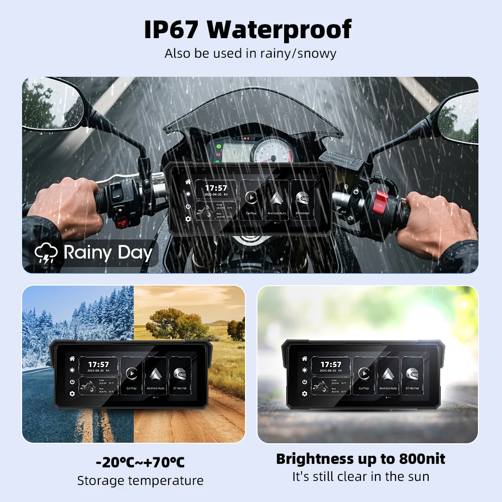 EKIY 8.1 inch Motorcycle Wireless CarPlay Android Auto Screen