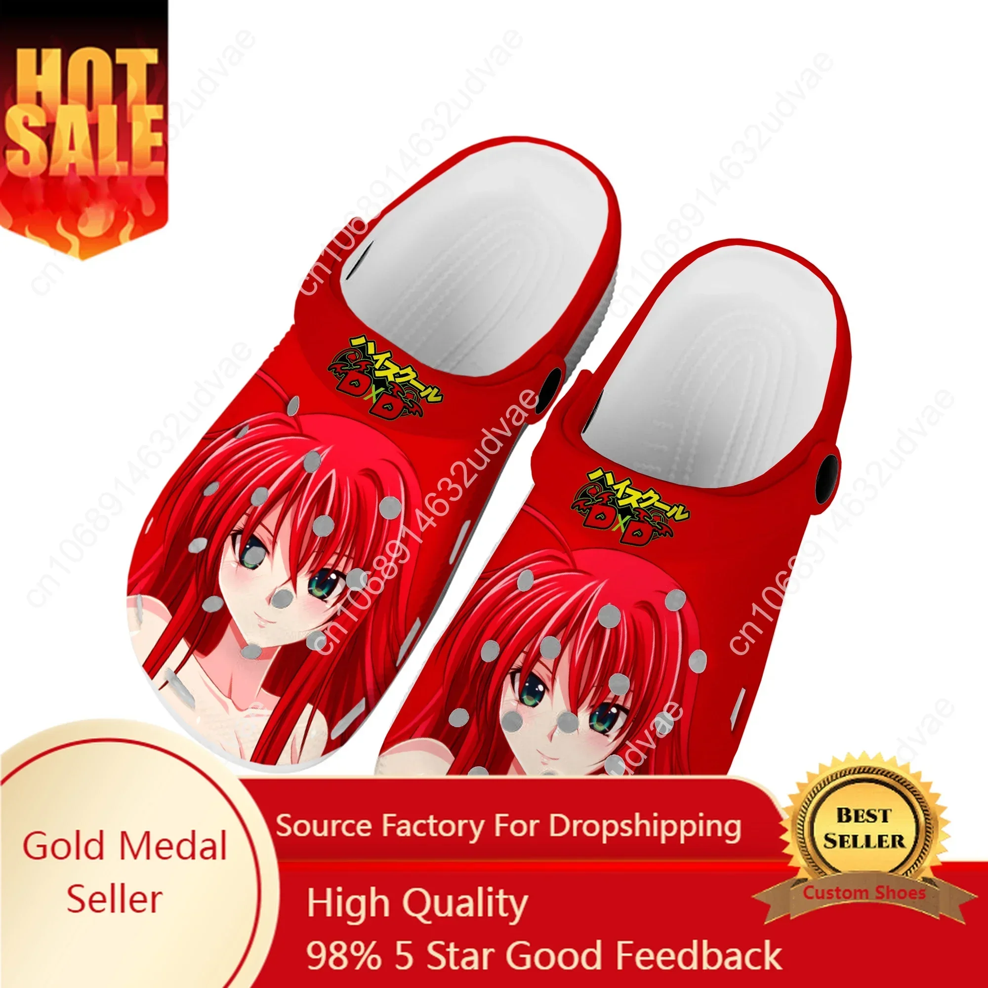 

Anime High School manga DxD Rias Gremory Home Clogs Custom Water Shoes Mens Womens Teenager Shoe Garden Clog Beach Hole Slippers