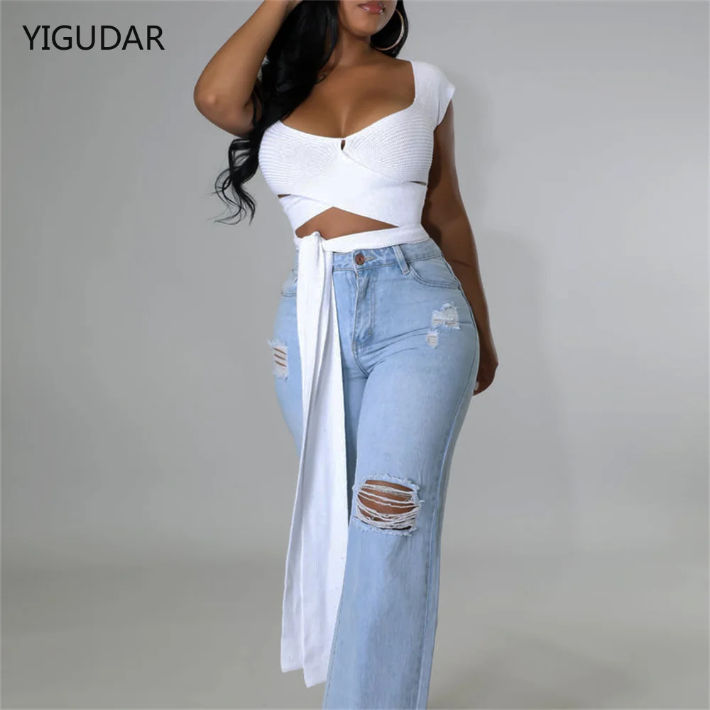 

Light Blue Sexy Women Jeans Stretch Butt Lift Ripped Hole Denim Pants Lady Clothes Girls Tight Trousers Y2K Streetwear mom jeans