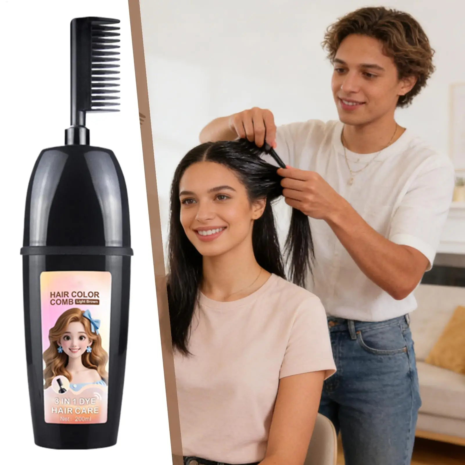 Gray Hair Coverage Dye Comb Brush Bubble Hair Dye for Women Men Quick Gray Cover Up Tool for Home Use Easy Application