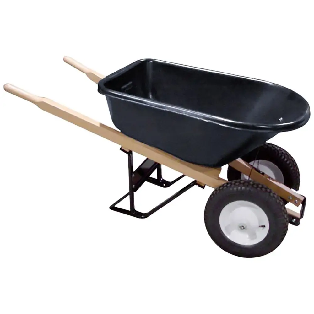 

Premium Double Wheel Poly-Tray Wheelbarrow with Wood Handle and 5-3/4 Cubed Capacity