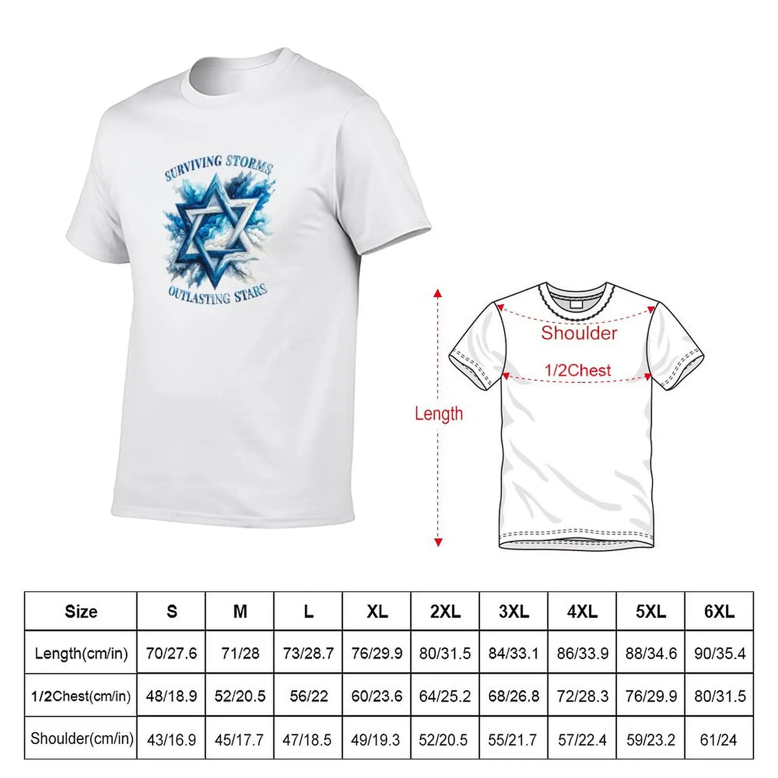 Surviving Storms, Outlasting Stars Star of David Magen David ??? ???? T-Shirt Trendy Pattern T-Shirt for Men