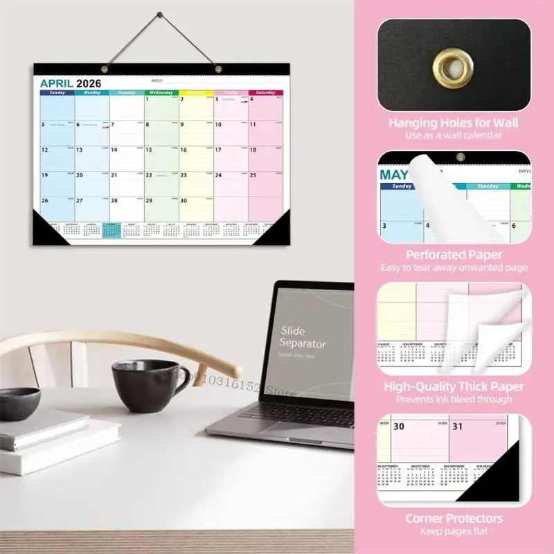 2026-2027 Wall Calendar Planner Office Hanging Monthly Calendar Planner 18 Month Calendar from Jan 2026 to June 2027