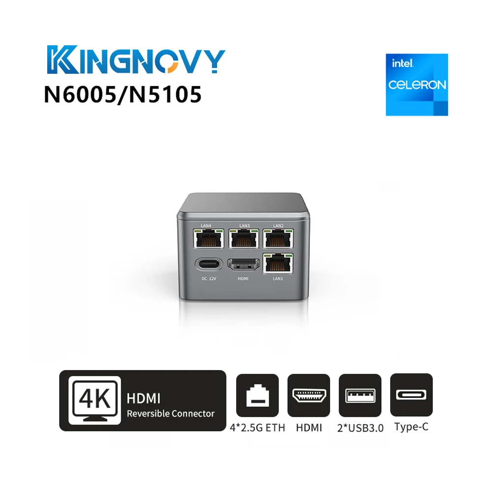 Карманный роутер 2,5G Pentium N6005 Celeron N5105 4x Intel i226-V Box брандмауэр мини-ПК NVMe HDMI2.0 Type-C Proxmox OPNsense ESXi