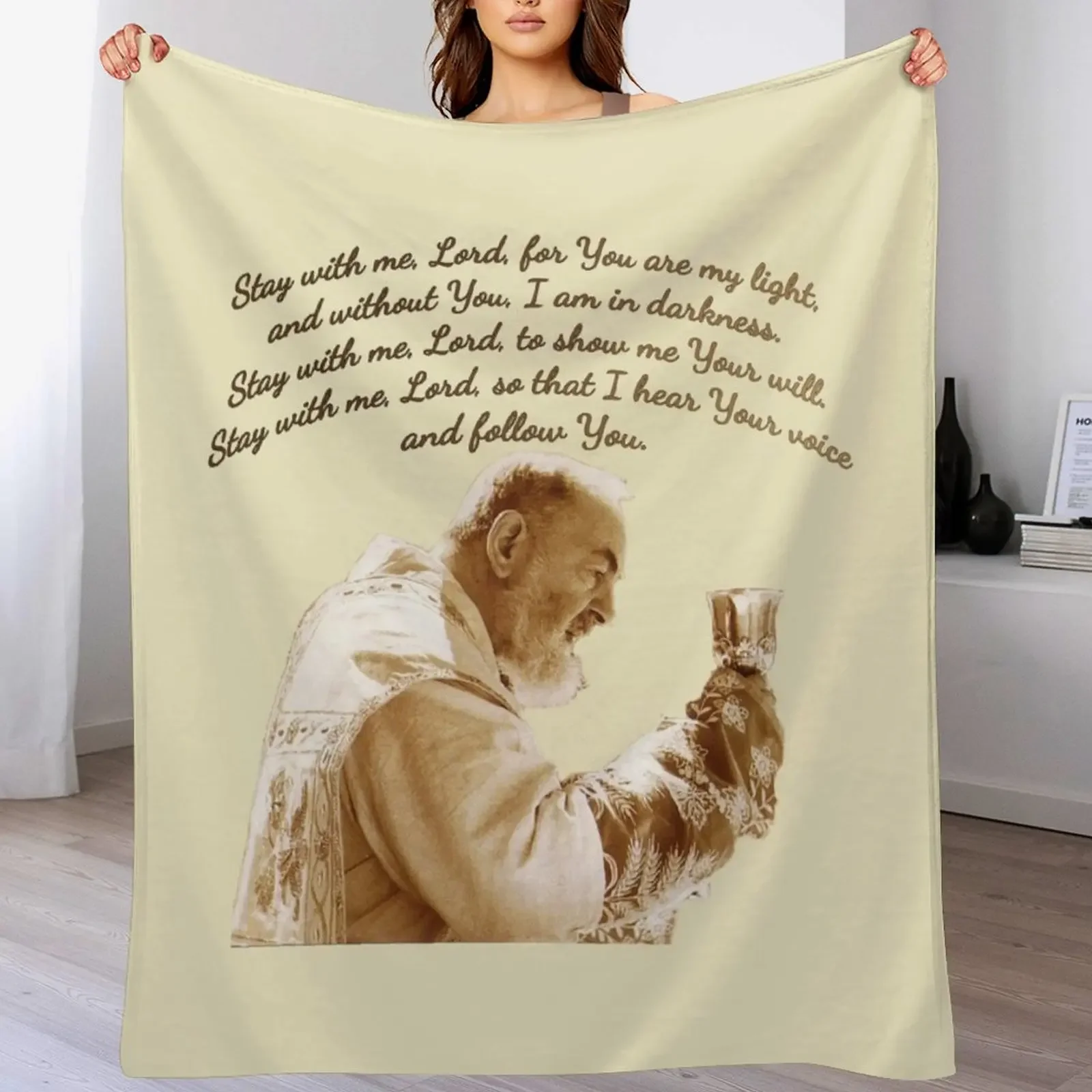 

Padre Pio of Pietrelcina; Stay with me, Lord, Throw Blanket Cozy Light Blanket for Travel Camping Picnic