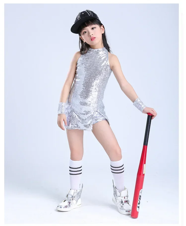 Jazz Dance Opening Dance Children's sequin Girls Modern Dance Street  performance Girls  costume set