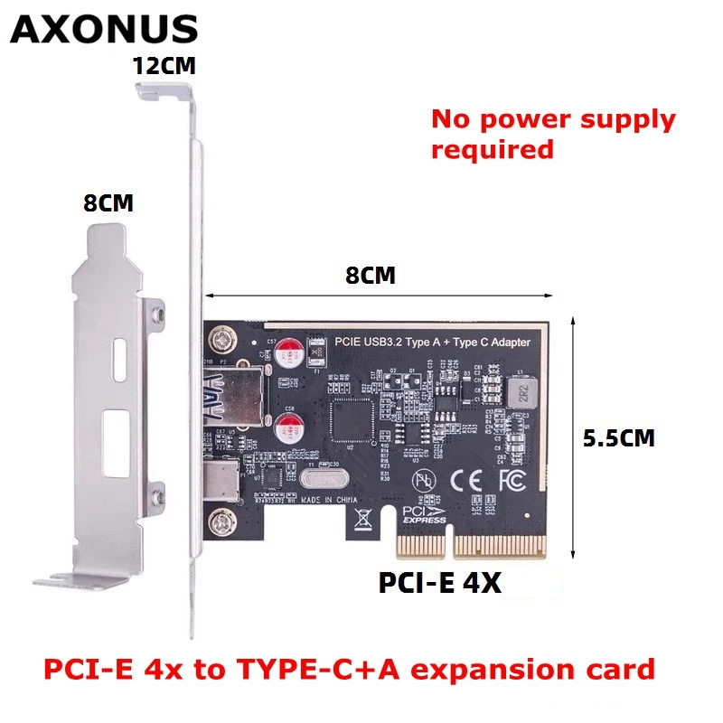 PCI-E X4 To TYPE-C+A Expansion Card USB3.2 Gen2 Dual Channel ASM1142 Desktop Computer HUB