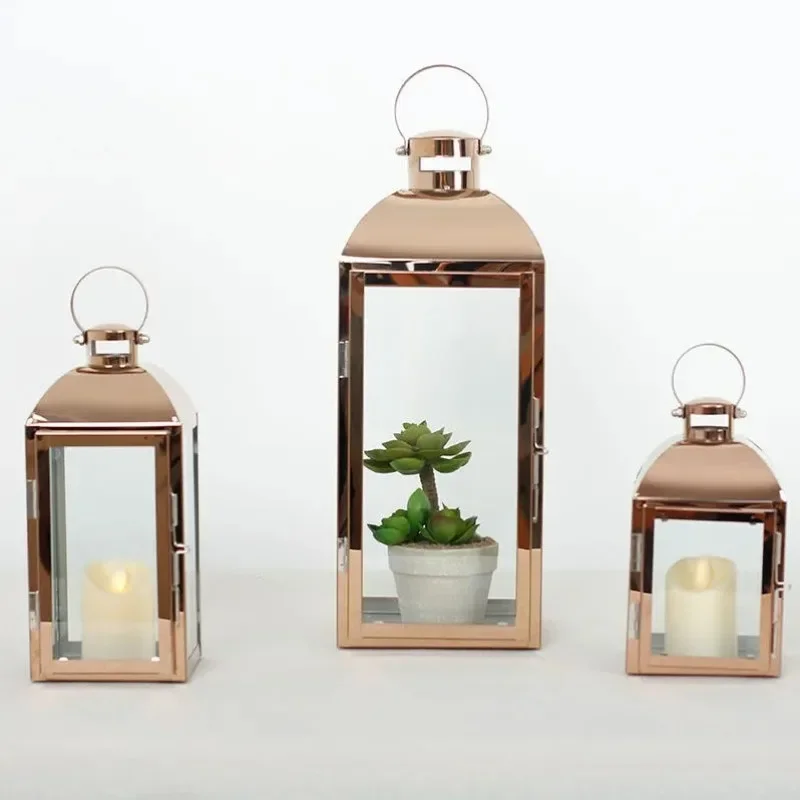 

Золотой стеклянный скандинавский подсвечник, подсвечники, ветровая лампа, свеча, фонарь, свадебные рождественские центральные украшения, уличный сад, канделябры