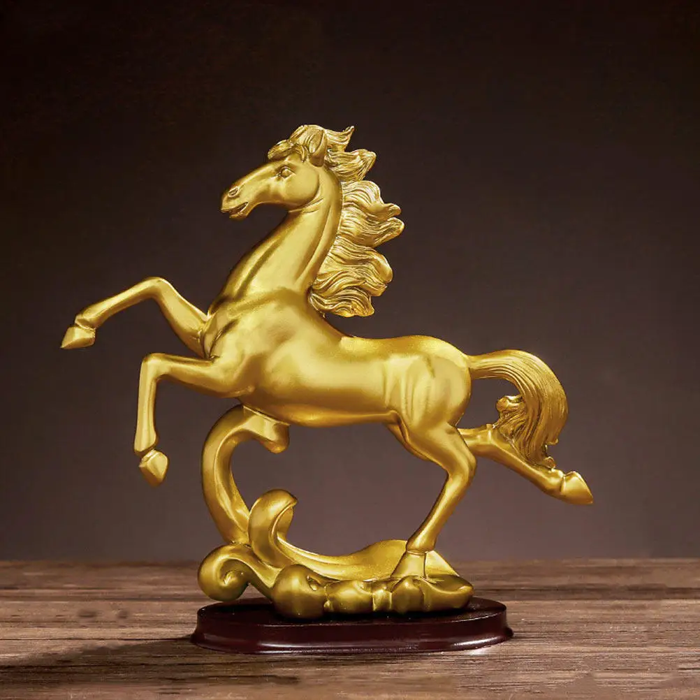 Horse Shaped Resin Decor Statue for Home Office Desktop Bookshelf Bedside Table Display Creative Lucky Horse Ornament Exquisite