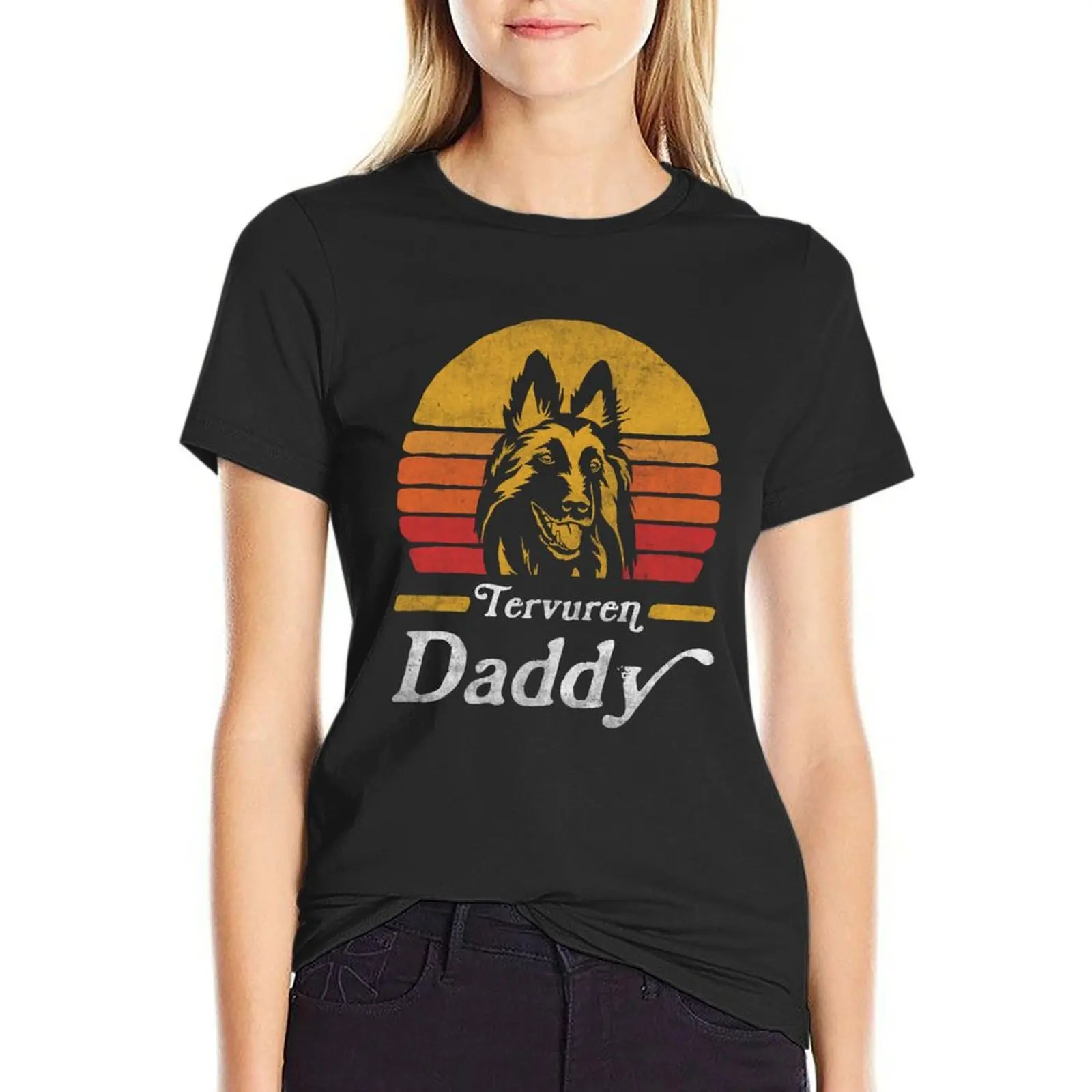 Retro Vintage Belgian Tervuren Daddy T-Shirt plus sizes blacks cute clothes korean Women's clothes