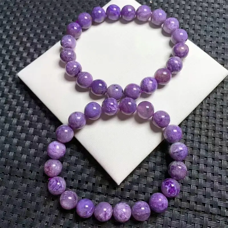 10MM Natural Charoite Bracelet Crystal Women Healing Fashion Jewelry Single Circle Elastic Rope Gifts