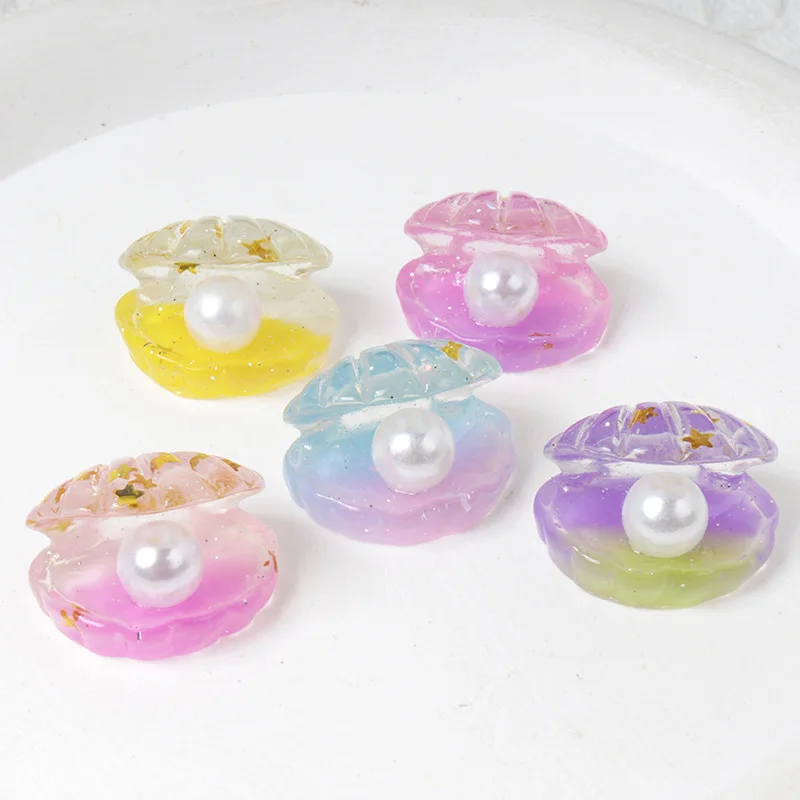 10/100pcs Resin Miniature Shell Pearl DIY Stereo Pendant Earrings Handmade Key Chain Crafts Decorative Materials