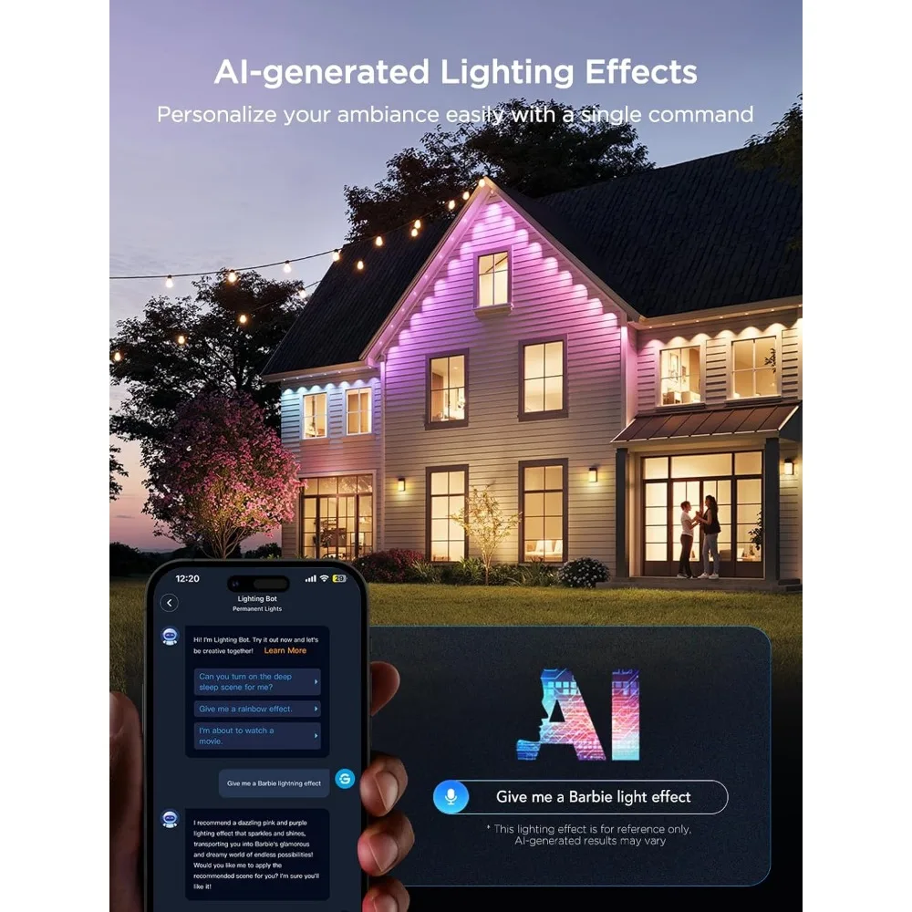 مصابيح LED خارجية مقاومة للماء بطول 150 قدمًا من Govee مع 108 مصباح LED، 100 وضع للمشهد، ضوء أبيض 40 لومن #3