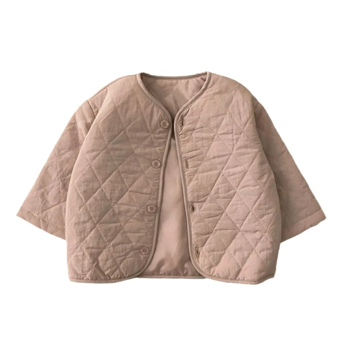 2025 Spring New Baby Long Sleeve Coat Cotton Boys Girls Thin Padded Jacket Solid Infant Toddler Warm Casual Cardigan Coat 6
